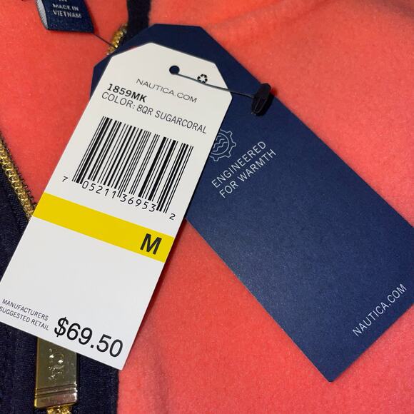 Nautica 1/4 Zip Long Sleeve Fleece Beautiful Orange Coral Color Womans M - Picture 7 of 9